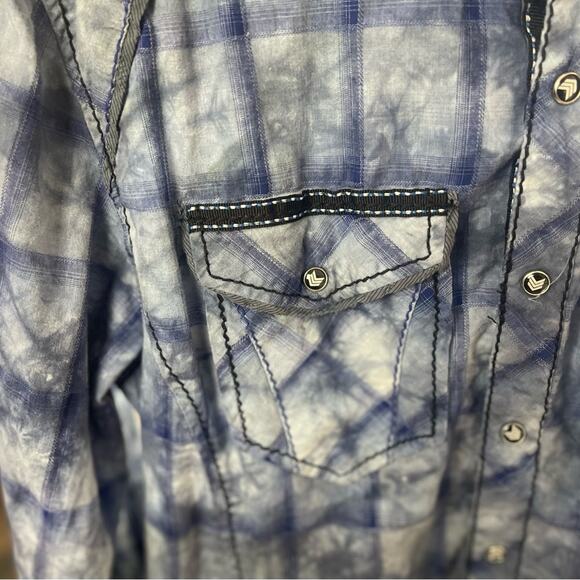 SMASH Western LS Snap Front Shirt, 100% Cotton, Blues Cowgirl BarnCorp Western L - Picture 8 of 8